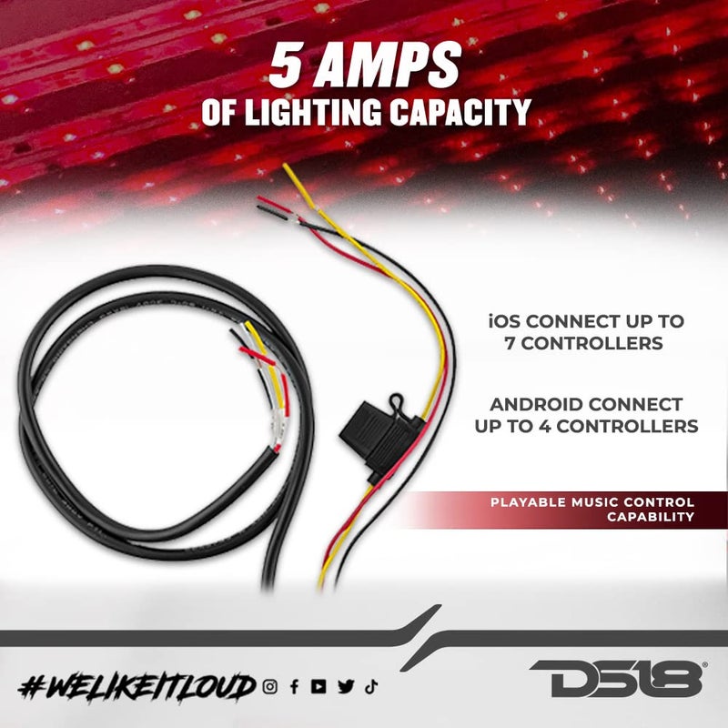 DS18 AUDIO LED-BTC LED Bluetooth Control - BT 4.0 Faster and Longer Range, Works with Apple and Andriod, Waterproof IP65 Rated, 12 Volt Applications - Works in All Environments Wet or Dry - Image 3